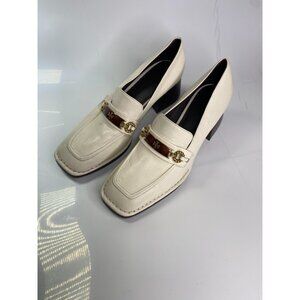 Tory Burch Women's Perrine High Heel Leather White Loafer Pumps Sz 9.5